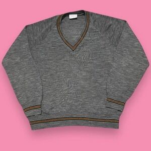 Vintage Quality Knitwear by Markstan Pullover V-Neck Ribbed Sweater Size L